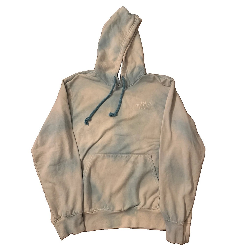 The North Face Mens Large Tie Dye Hoodie Blue White Pullover Sweatshirt A5J91